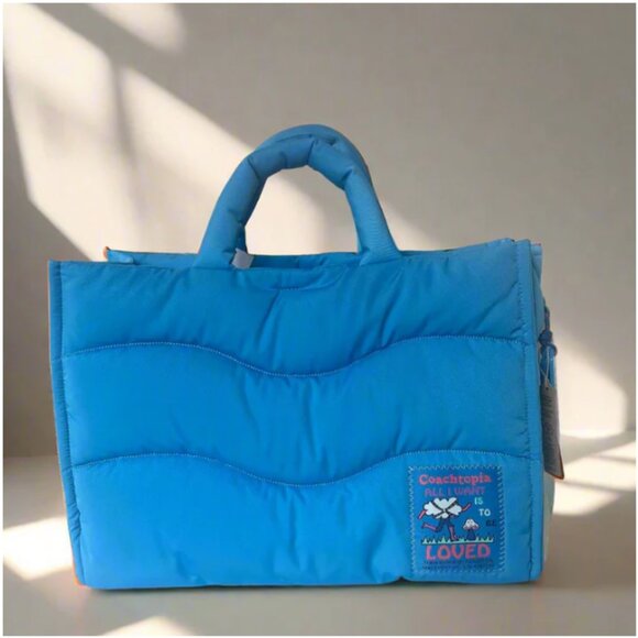 Coach Coachtopia Loop Large Tote Blue Shopper Shoulder Bag CQ057 Carryall - Picture 1 of 14